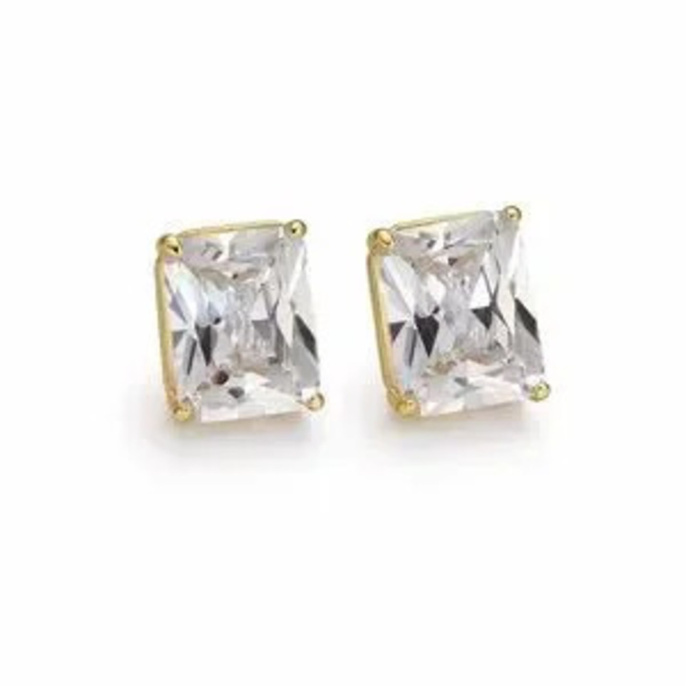 Gold Clear CZ Stus Earrings (7703)